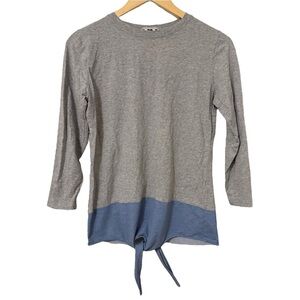 4/$25 BASIC Teen Girls Tie Hem 3/4 Sleeve T-Shirt Sz 20 Gray Blue Lightweight